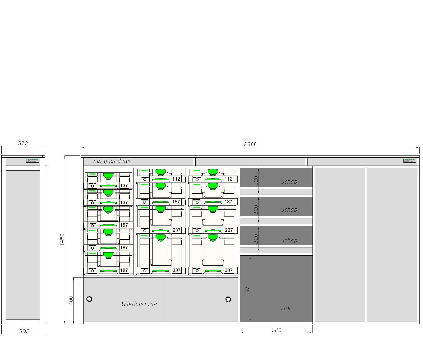762365 Transportainer 6 koloms